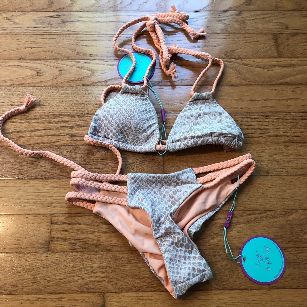 Snake skin print bikini set